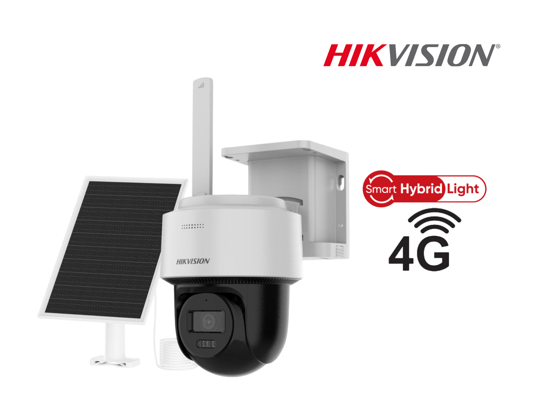 KIT HIKVISION EXT SP4 4MP 2K+ CHIP 4G, GIRATORIA 360°,SMART HYBRID LIGHT, CON SIRENA INTEGRADA CON PANEL SOLAR
