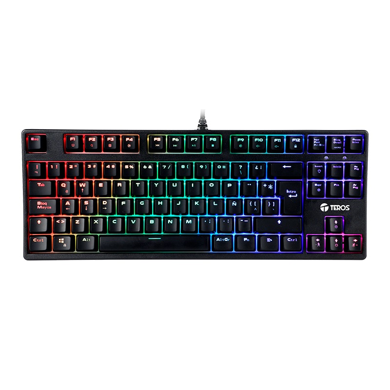 TECLADO GAMER TEROS TE-415ON, MECÁNICO, MULTIMEDIA, ILUMINACIÓN RGB, USB